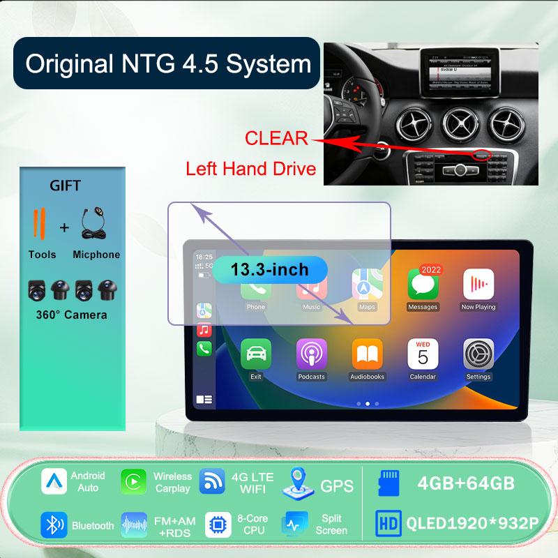 Android 15 autoradio Audio lecteur vidéo multimédia pour Benz classe A CLA GLA classe 2012 - 2018 sans fil CarPlay Navigation GPS 4G