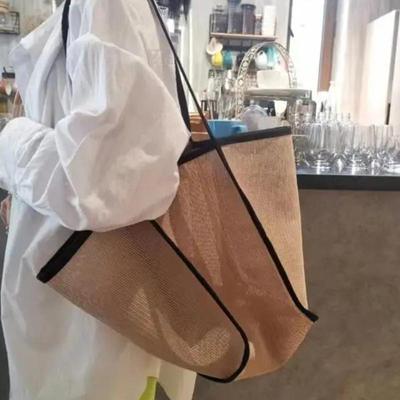 Borsa tote estiva in rete trasparente per donna Borsa da spiaggia cava casual Borsa da viaggio per vacanze da viaggio Borsa shopper portatile