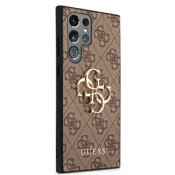 Guess Guhcs22L4Gmgbr S908 S22 Ultra Hnědý/Brown Pevný kryt 4G Velké kovové logo