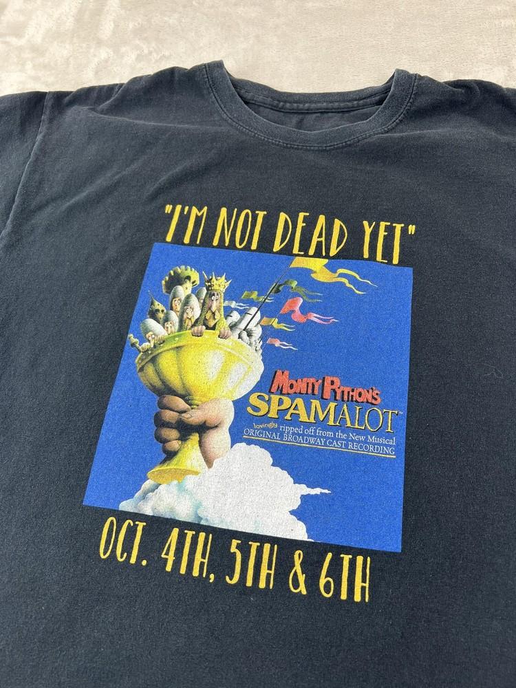 Monty Python Spamalot Shirt Mens Large Black Broadway Comedy Im Not Dead Yet Tee Unisex T-Shirt XXL