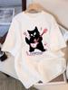 Summer Mens 100 Cotton T Shirt with Fun Rock Cat Pattern Design  Fashionable Casual and Ideal for Home Use