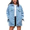 Damen Übergroße Jeansjacke Lockerer Schnitt Baumwollmischung Langarm Top Lässige Streetwear