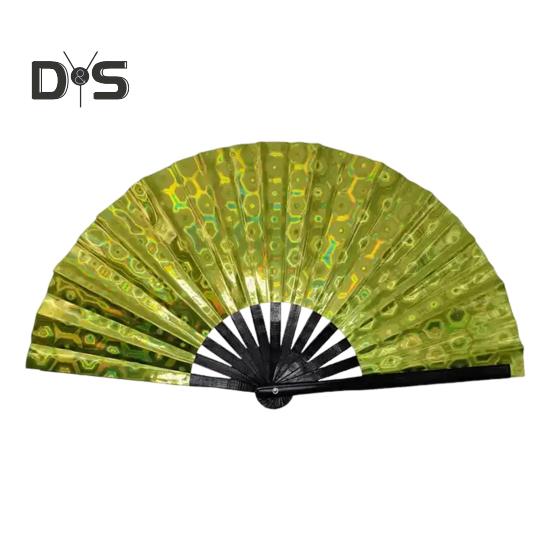 Holografischer Faltfächer, tragbar, schillernder PVC-Handfächer, Regenbogen-Sommer-Handfächer, Dekoration, Tanz-Performance-Requisiten, Party-Kostümzubehör