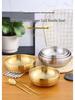 Korean Style Stainless Steel Double-Layer Gold Noodle Bowl - Large for Noodles, Rice, or Soup with Custom Logo
