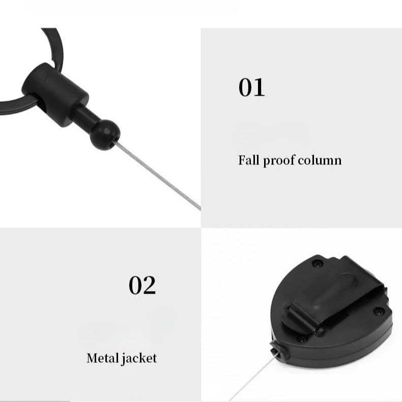1 Piece High Elasticy Retractable Key Holder for Men Fashion Black Color Durable Keychain Organizer for Keys Office Supplies