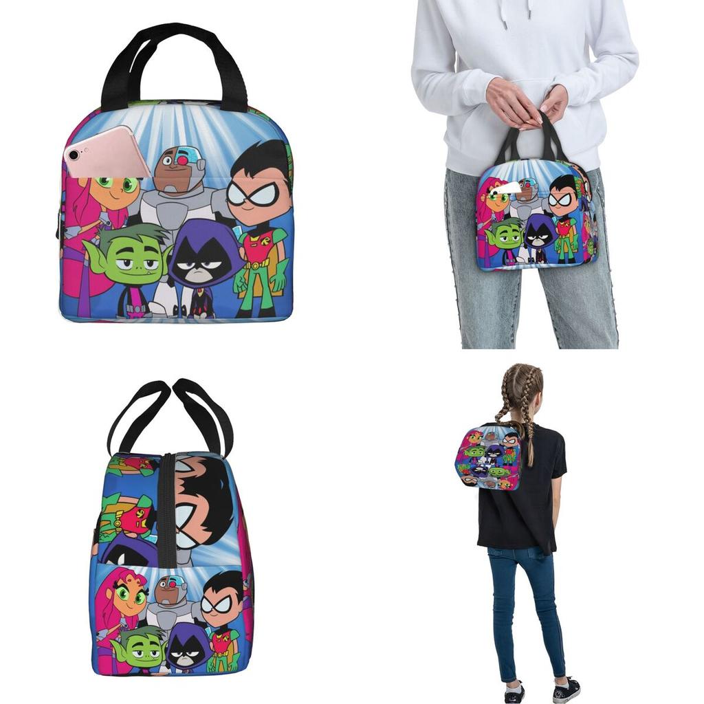 Teens Titans Go Beast Boy Thermal Insulated Lunch Bags for Picnic Portable Food Bag Container Men Women Thermal Cooler Lunch Box