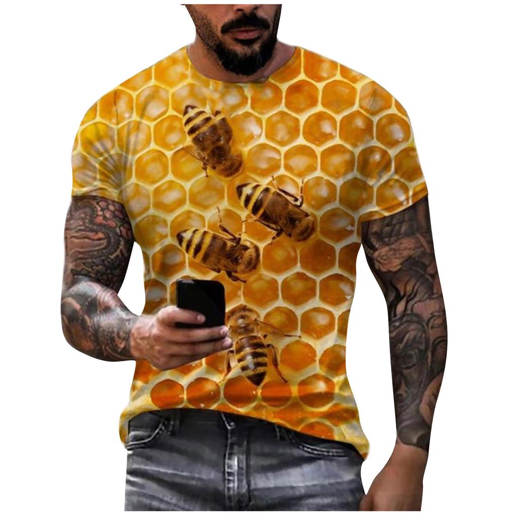 Men'S T-Shirt Short Sleeve Printed Summer Round Neck Top Trend Casual Sweatshirt