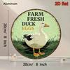 Vintage Farm Duck Eggs Metal Sign 8x8in Round Wall Decor for Kitchen Cafe