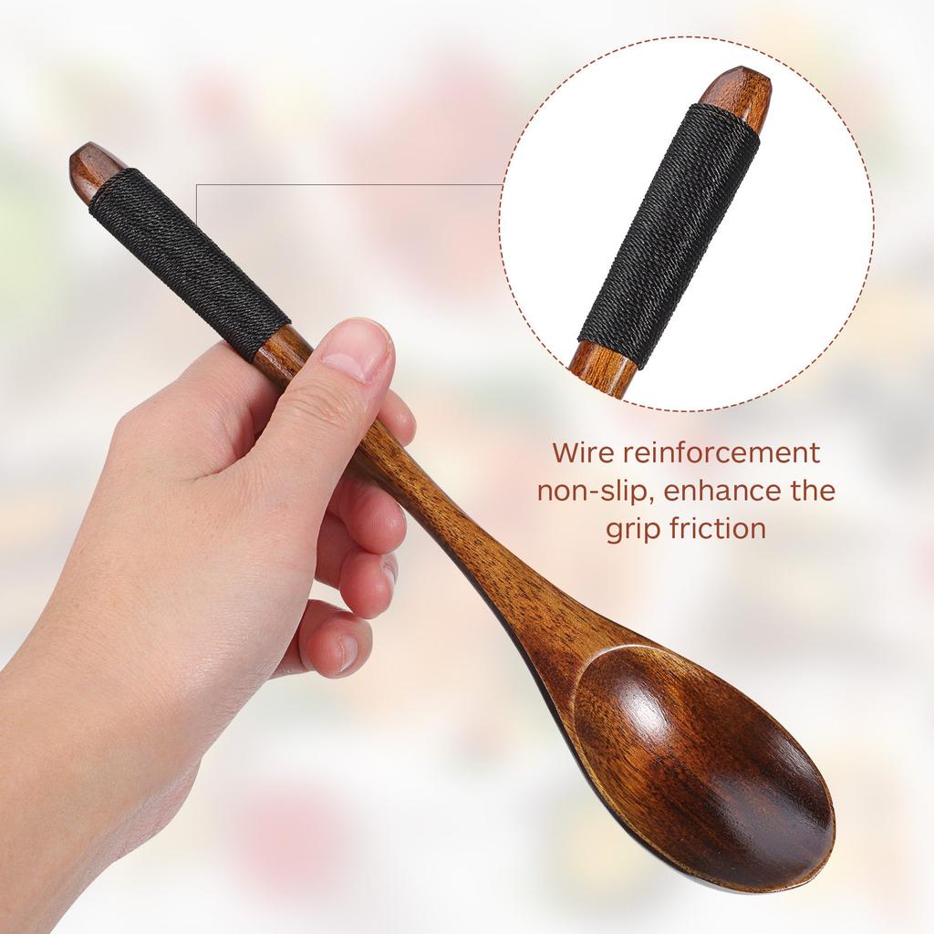 Portable Wooden Spoon with Fork Set Lightweight Easy Carry Tableware for Home Office Camping Hiking Outdoor Adventures