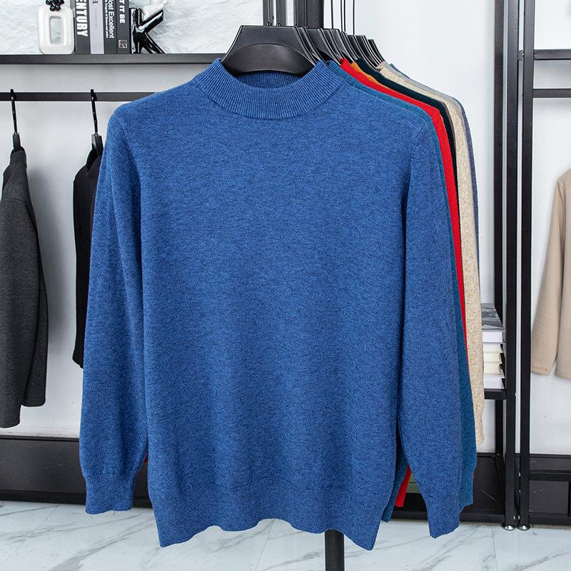 Men’s Autumn/Winter Half-High Collar Knitwear - Warm Inner Layer for Middle-Aged and Elderly