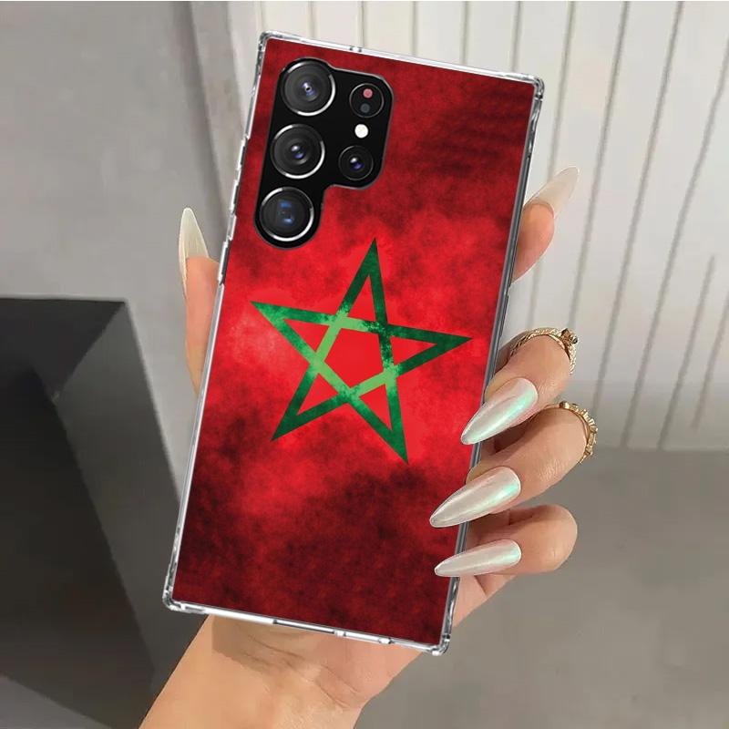 Morocco Flag Phone Case for Samsung Galaxy S25 S24 S23 Ultra S22 S21 Plus S20 FE S10 + S10E S25U Soft Print Shell S24 S23 S22 S2
