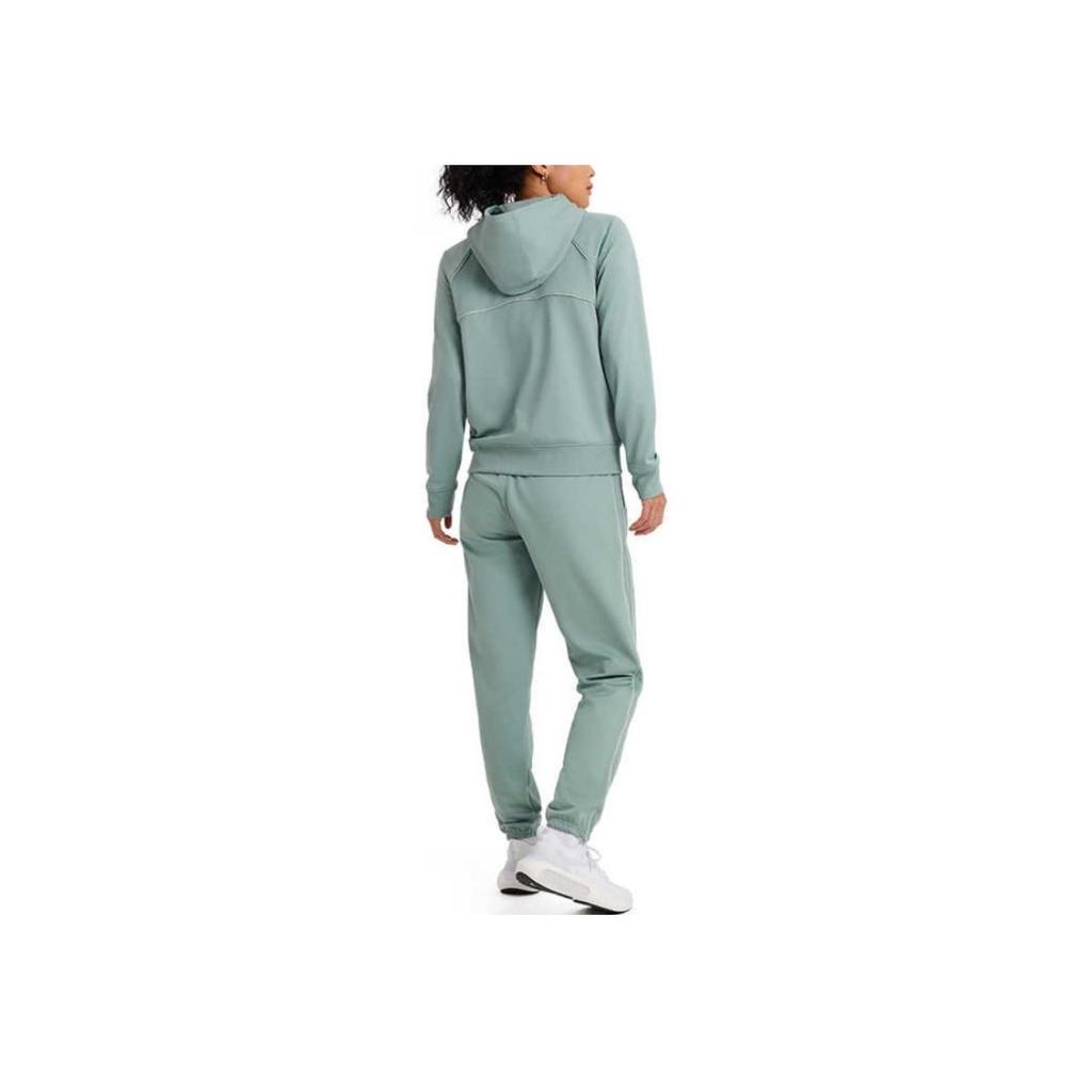 Under Armour Rival Tricot Logo Hoodie Long Sleeve Top Slim Fit Comfortable Simple Long Pants Casual Set Women sets Lime-Green 6001966-348