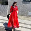 Ethnic Embroidered V-Neck Cotton Linen Dress, Fairy Style with Tie-Up and Swing, Perfect for Travel and Photos - Style 636