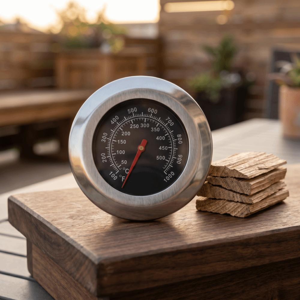Stainless Steel BBQ Grill Thermometer Black Dual Scale Temperature Gauge Heat Resistant Analog Dial Smoker Analog Thermometer