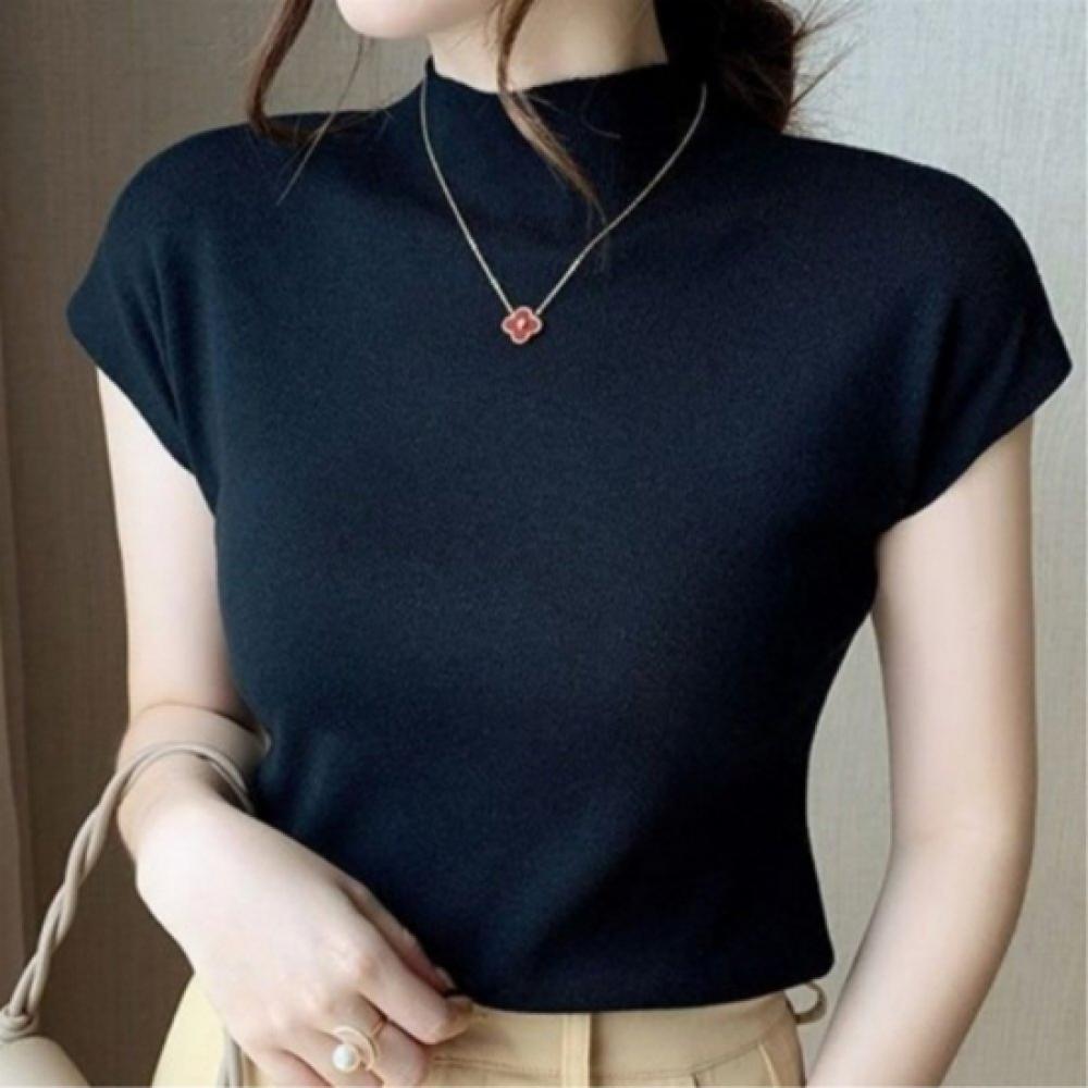 New ArrivalS Open Run Women S claSSic Solid Color Cap Sleeve Slim Fit Knit Top