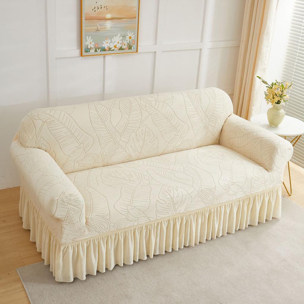 Thickened Jacquard Solid Color Jacquard Skirt Sofa Cover All Inclusive Four-season Living Room Stretch Fabric Multi Person Sofa