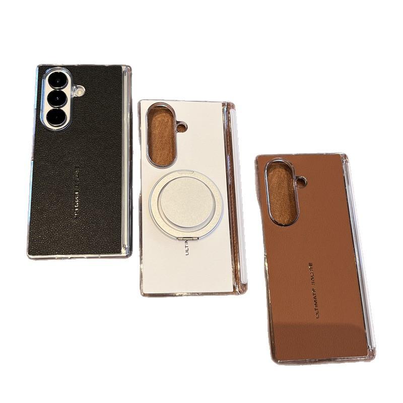 Suitable for Samsung Zfold7 Mobile Phone Case 6 Magnetic Suction Double Sided Central Shaft Anti Fall Business Advanced Extraordinary Leather Pattern