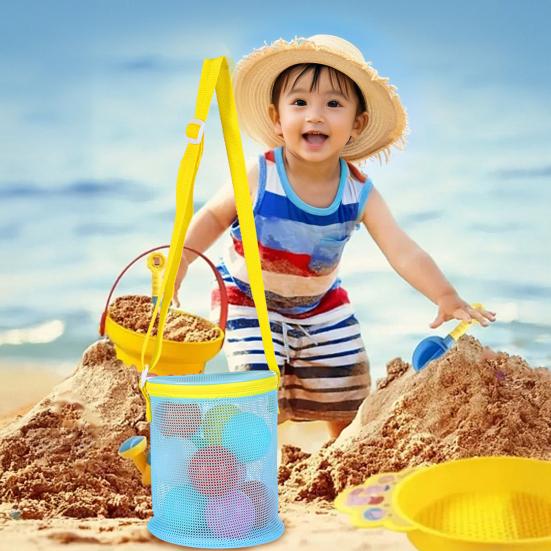 Beach Mesh Bag Toys Clothes Storage Organizer with Shoulder Strap Zipper