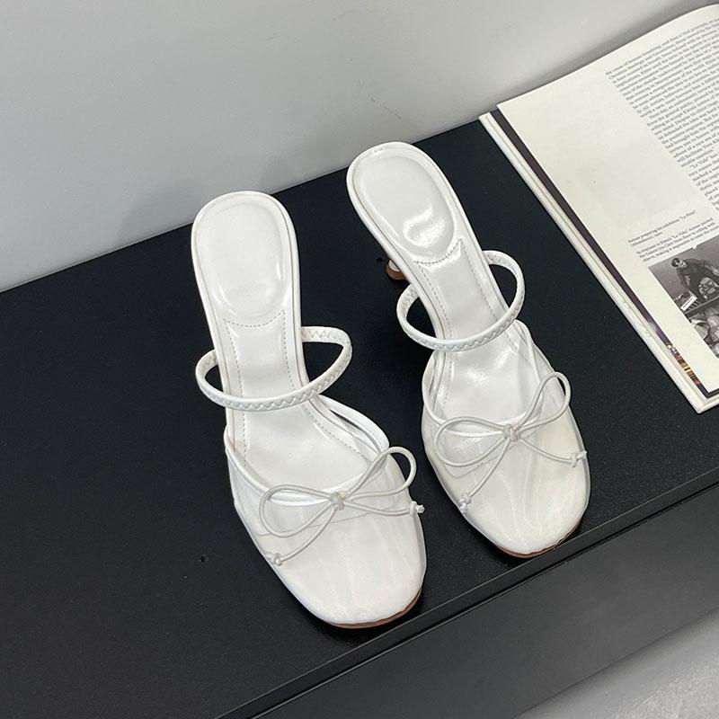 Fashion Fashion Butterfly-Knot Ladies Pumps Heels Shoes Female Slides Mesh Breathable Footwear Elegant Women Heeled Shoes Big Size 43