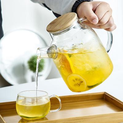 Théière en Verre Borosilicate 1L/1.8L Grande Capacité Résistante à la Chaleur Théière Thé aux Fleurs Puer Bouilloire à Jus Bureau Maison Bouilloire à Eau