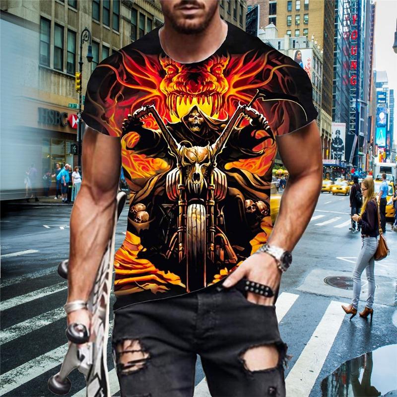 Summer Fashion Trend 3D Printing Anime T-shirt Rock Short Sleeved Gothic Casual Comfortable Short Sleeved Top