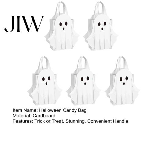 Holiday Snack Bags for School Halloween Ghost Cardboard Gift Bag, Cute Candy Goodie Reusable Small with Handle Birthday, Trick or Treat