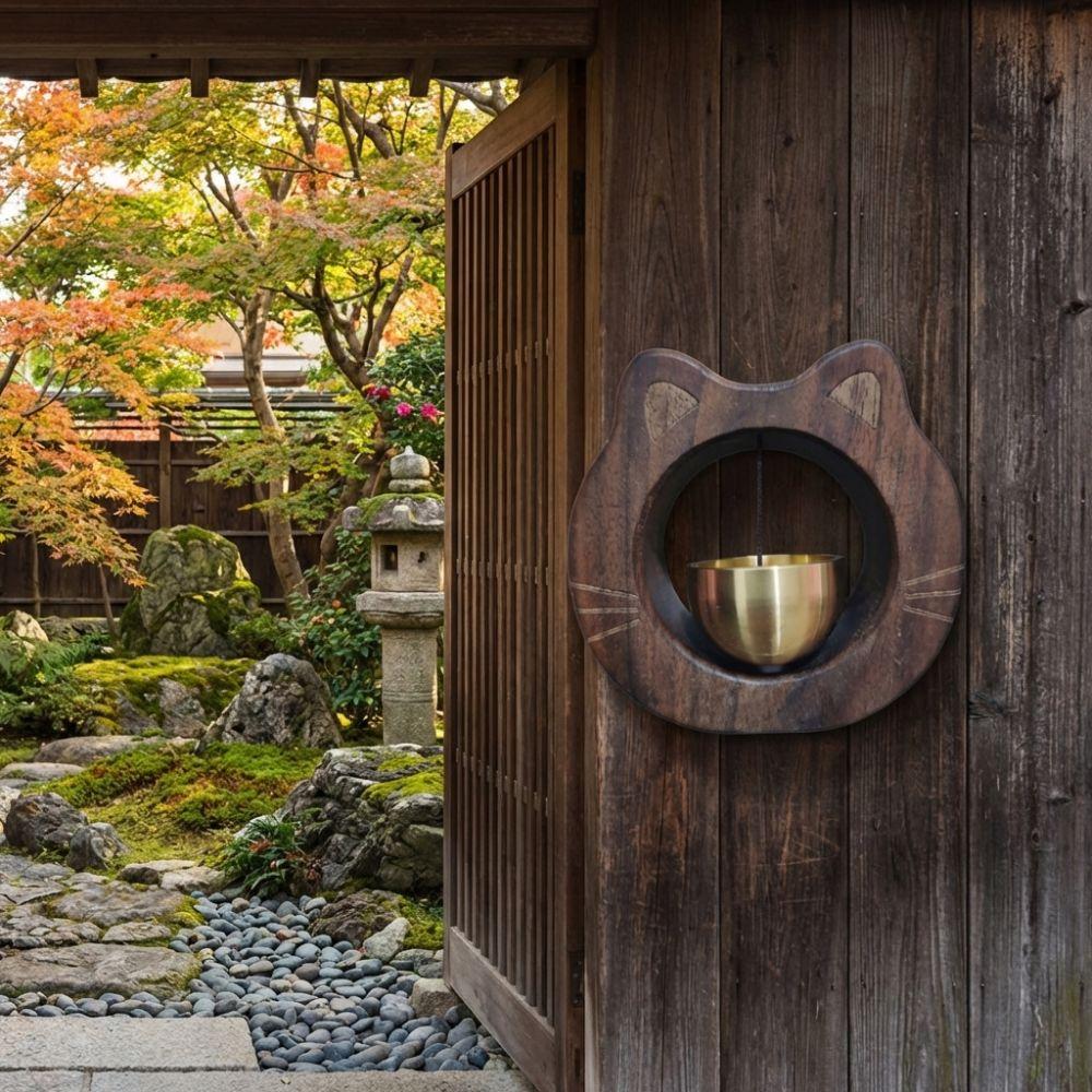 Magnetic Cat Wooden Doorbell Solid Wood Wind Chime Creative Entrance Chime  Home Decor