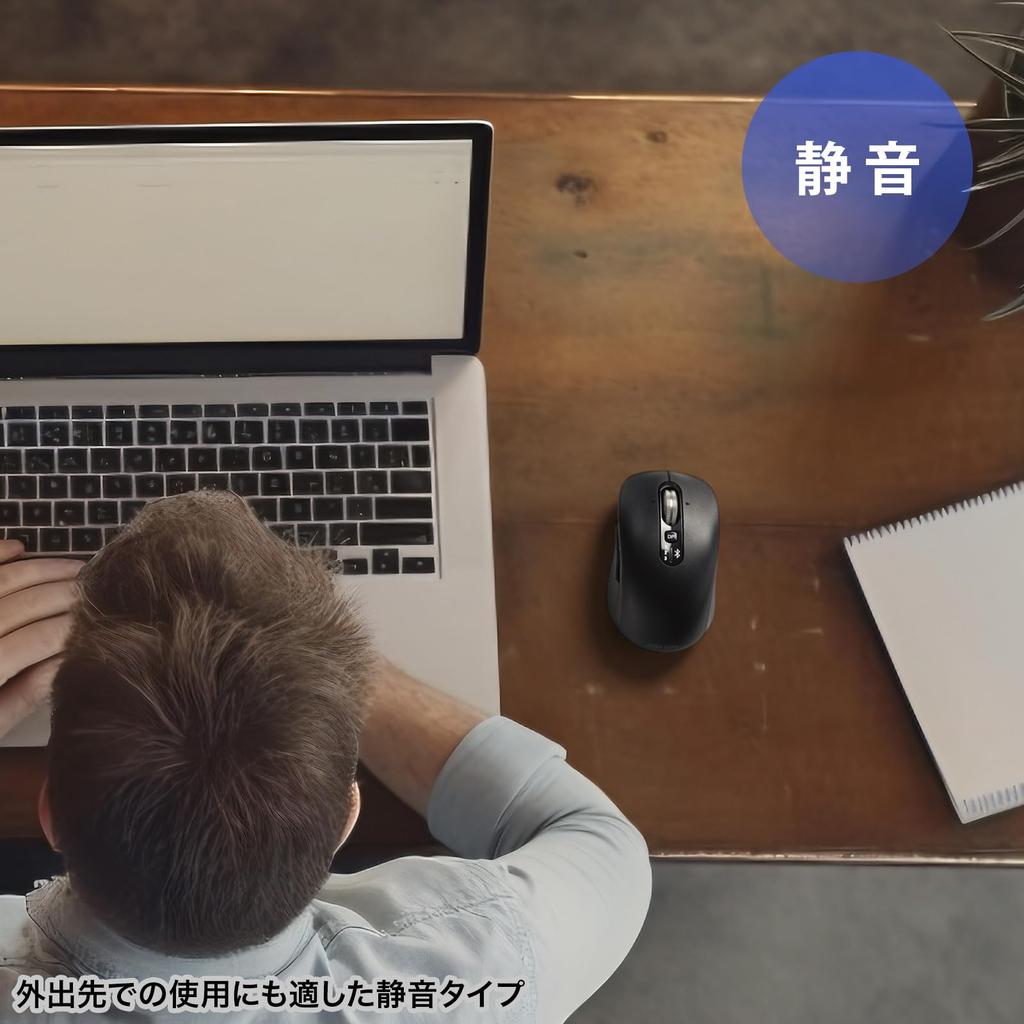 Sanwa Supply Silent Bluetooth Mouse (Tilt Wheel, High-Speed Scrolling) MA-BBS529BK