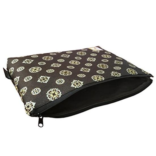 Senshishuin Nishijin Brocade Stamp Book Case with Shokura Hanabishi Crest Pouch/Shrine (Lined) (Large)