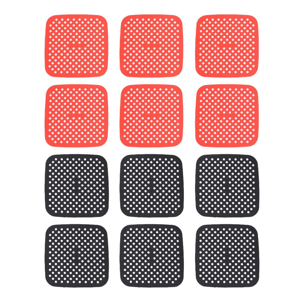 12PCS Reusable Square Fryer Liner Silicone Heat Proof Fryer Liner Mat for Kitchen Quick Meals