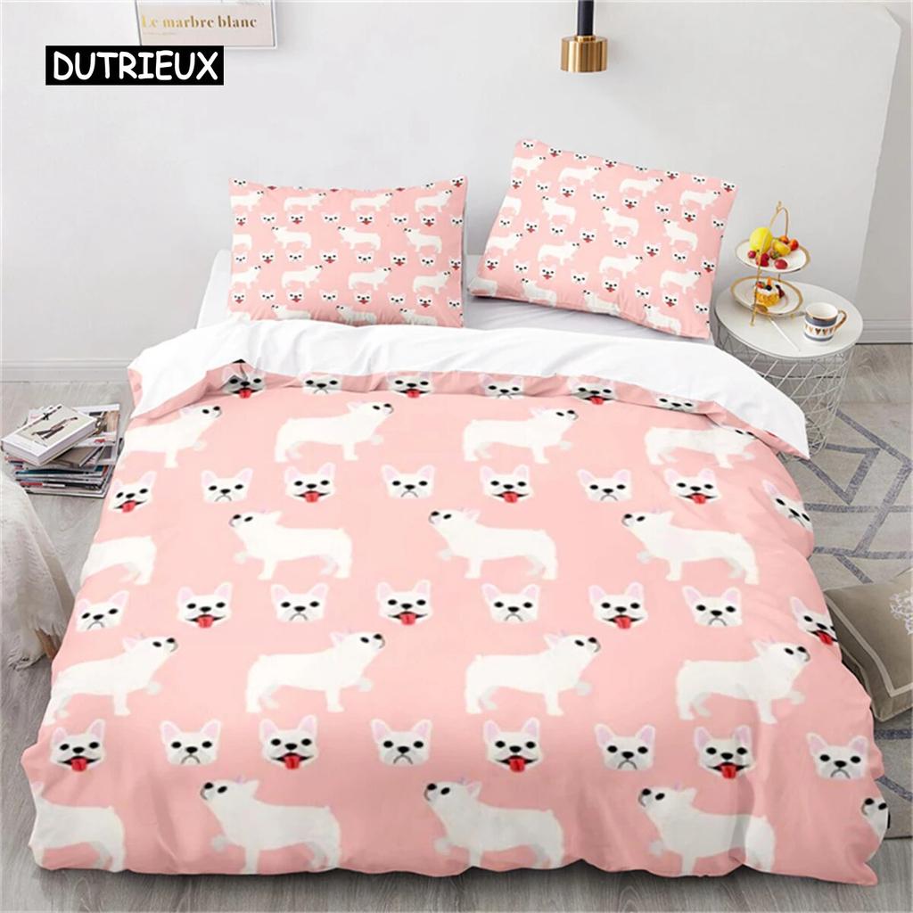 Duvet Cover Cute Cartoon Animal King for Kids Girls Boy Teen Gift Cute Dinosaur Dog Comforter Cover Microfiber Bedding Bedroom three piece set