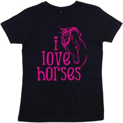 Dirty Fingers, I Love Horses, Womens Girls Horse T-Shirt