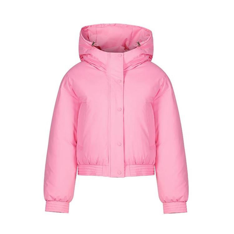 Women Autumn Winter Warm Thickened Cotton Padded Hooded Coat Solid Color Outwear Jacket