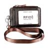 Genuine Leather RFID Blocking Badge Holder Stylish Office ID Case for Women Men Employee Work Card Pouch Business Essential Accessory with Lanyard