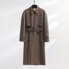Men's Trench Coat Spring Autumn Long Double Breasted Lapel Windbreaker with Belt England Style M-6XL