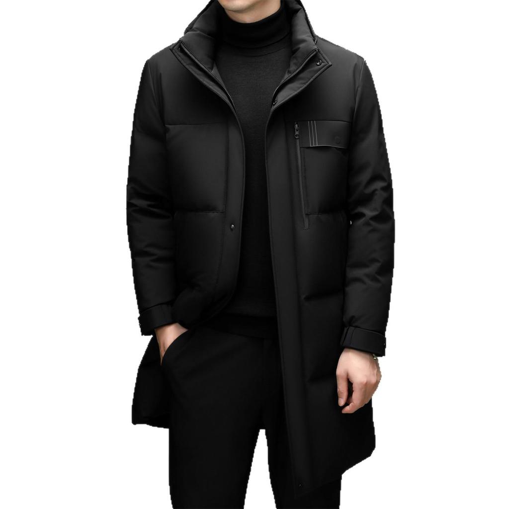 Men's Casual 90% White Duck Down Hooded Jacket - 2025 Winter Middle-aged Business Outerwear