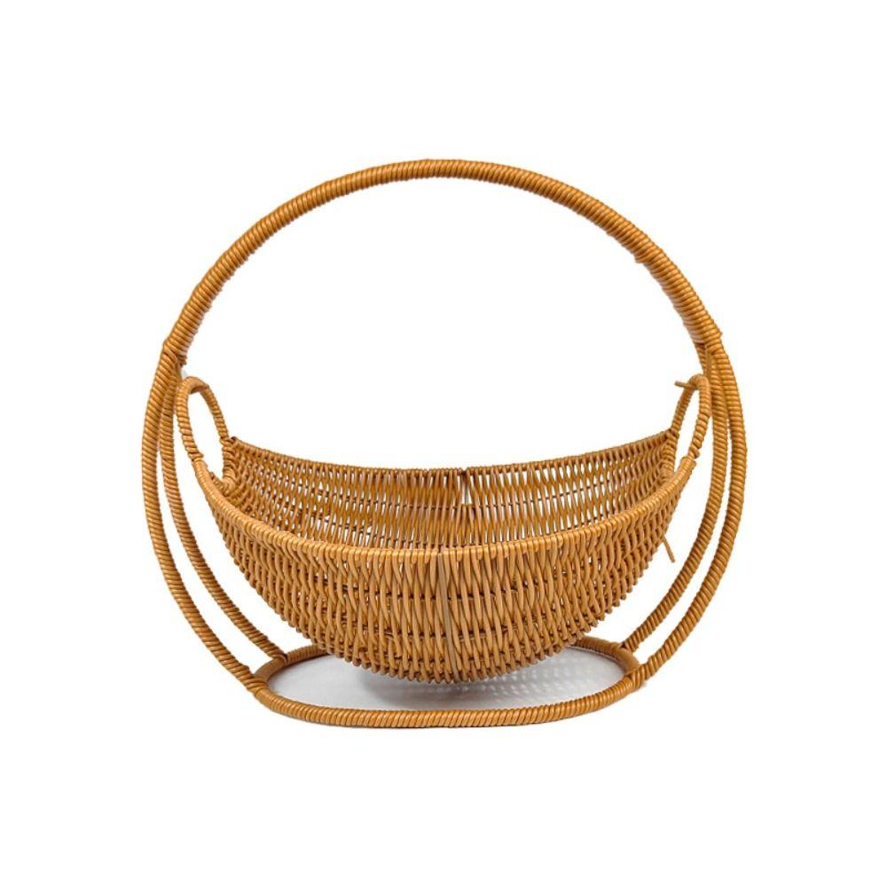 With Handle Imitation Rattan Basket Imitation Vine Weaving Hand Woven Basket Home Kitchen