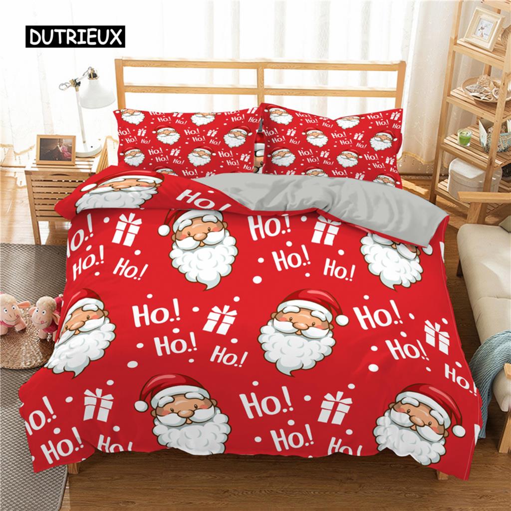 Santa Claus Print Duvet Cover for Adult Kids Microfiber Bedding Set Pillowcase Christmas Decor Quilt Cover 2/3pcs King Twin Size