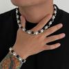 New Pearl Chain Wrapped Collarbone Chain Men's Trendy Hip-Hop Personality Men's Collarbone Chain Men's Neck Chain