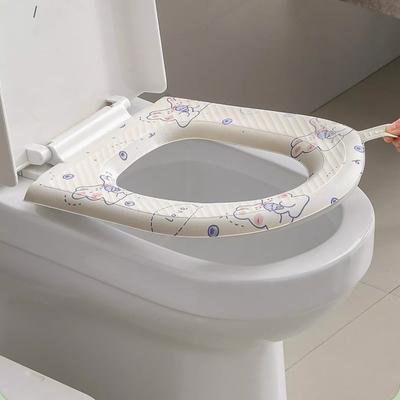 2 Stück Cartoon-Aufdruck Wasserdicht Schnelltrocknend Toilettensitzkissen Hohe Elastizität EVA-Schaum Closestool-Sitzbezug Wiederverwendbar Tragbarer Griff Toilettensitz