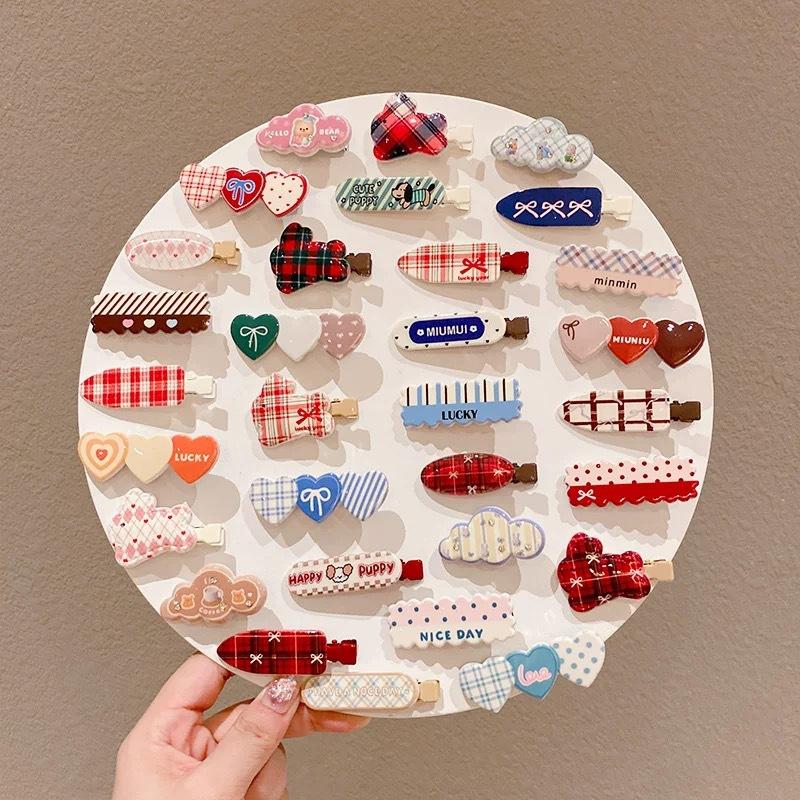5Pcs Clip-On Seamless Hair Clip Cute Heart-Shaped Sweet Hair Accessories For Women Fashionable Hairpin Fragile Hair Clip