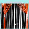 Vibrant Halloween Macaron Orange And Black Rain Curtain For Spooky Event Decorations