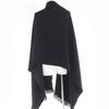 Great GUCCI Stall Large scarf with logo and fringe black wool Women 599437 Used
