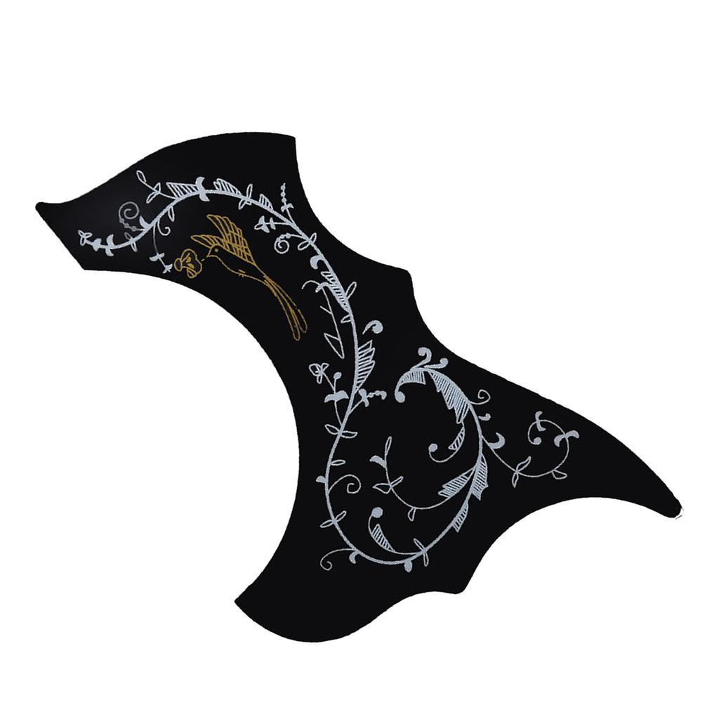 Černý 41palcový kytarový pickguard odolný proti poškrábání, dekorativní květinový a ptačí potisk, kryt na trsátko