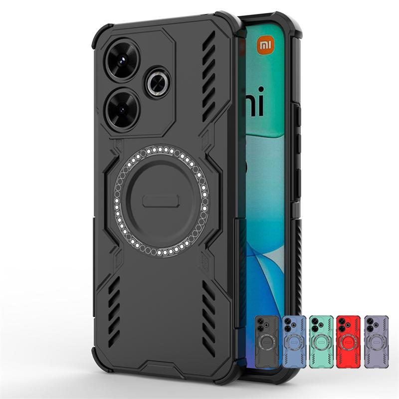 For Xiaomi Poco M6 Case For Poco M6 4G Shockproof Anti-knock Magnetic Adsorption Wireless Charge Back Cover For Poco M6 Case