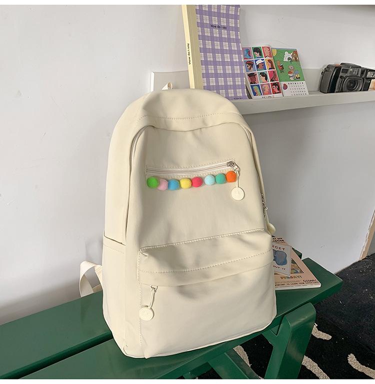 

Lightweight and simple college student women s backpack school bag, junior high school campus large-capacity backpack travel computer bag білий