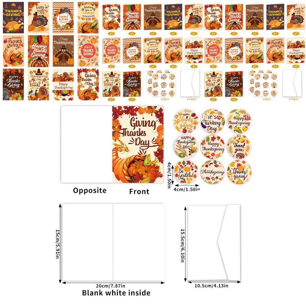 Turkey Themed Greeting Card Pack With Handwritten Style For Seasonal Festivities And Party Use