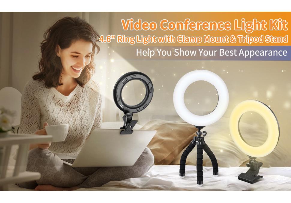 Universal Video Conference Fill Light for Mobile Phones & Cameras with Desktop Metal Clip