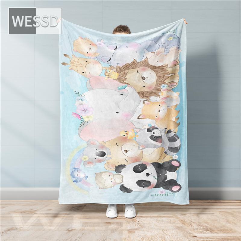 Kawaii Children Cartoon Blanket Animal Flannel Fleece Blanket Super Soft Nordic Bed Cover Bedspread Cute Gift