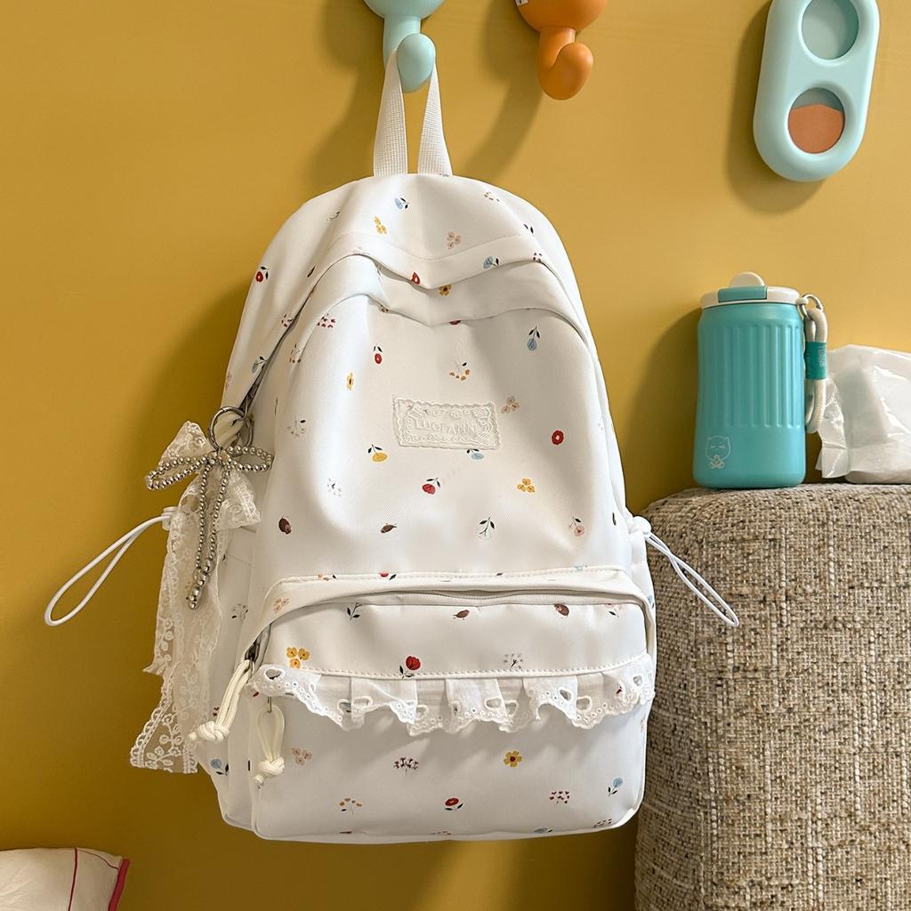 Schoolbag1011 Korean design sense lace student schoolbag cute polka dot versatile backpack new student lightweight backpack